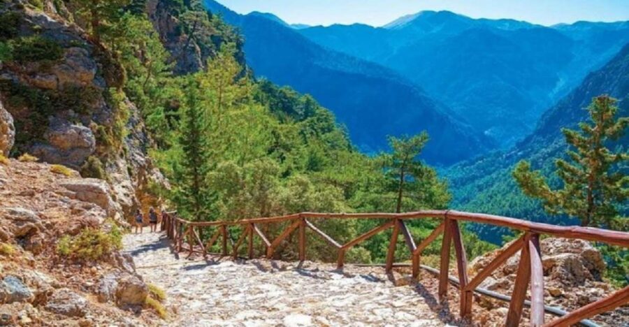 From Chania: Samariá Gorge Guided Hike - Omalos and the wooden staircase: prepping for the gorge entrance