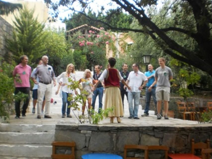 Heraklion Crete: Cretan and Greek Dance Lesson at Arolithos - Your 2-hour flow: terrace welcome, village walk, and museum stop